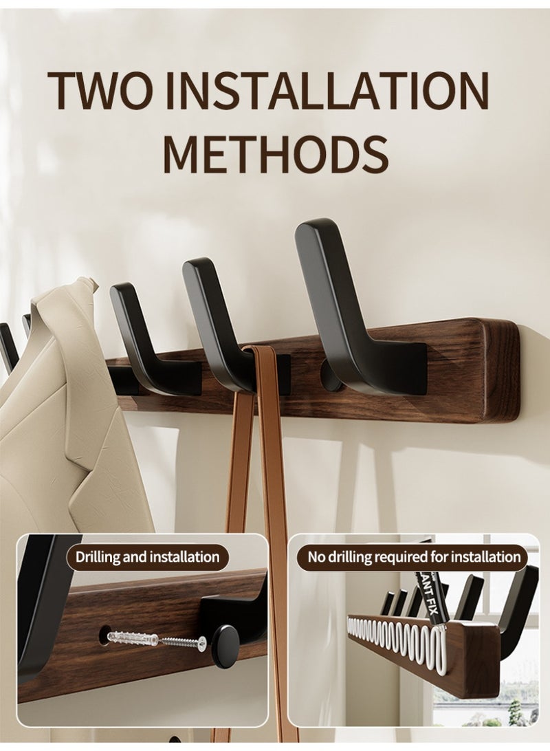 ihomeshop 6 hooks for hanging hangers, solid wood hooks for hanging clothes behind bedroom doors, bathroom entrance hooks, wooden style hotel decoration hooks for hanging clothes and hats - Image 5